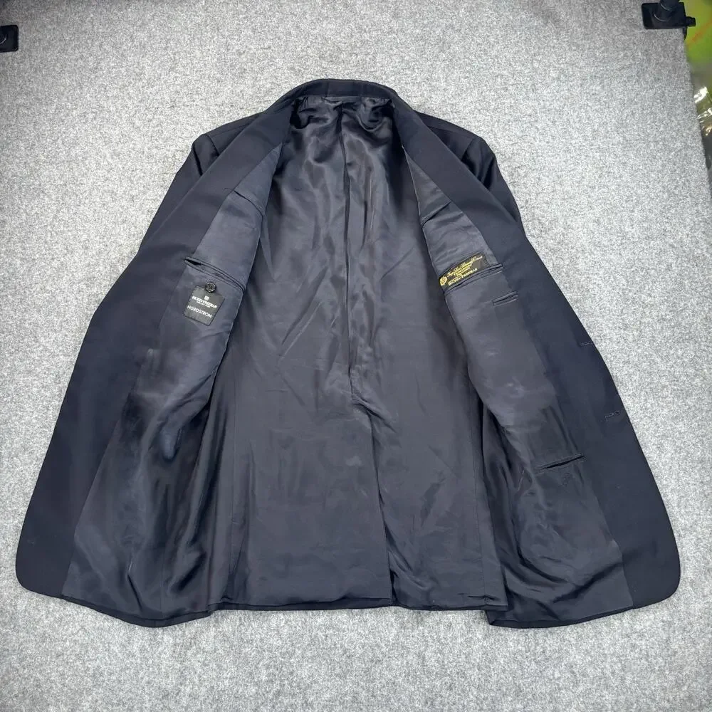Hickey Freeman Boardroom Blazer 42 L Navy Loro Piana Tasmanian Super 120s Wool